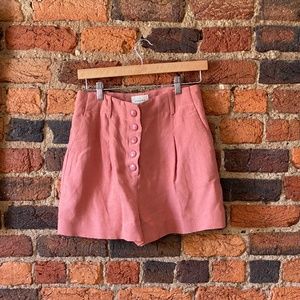 Sezane pink high-waist shorts